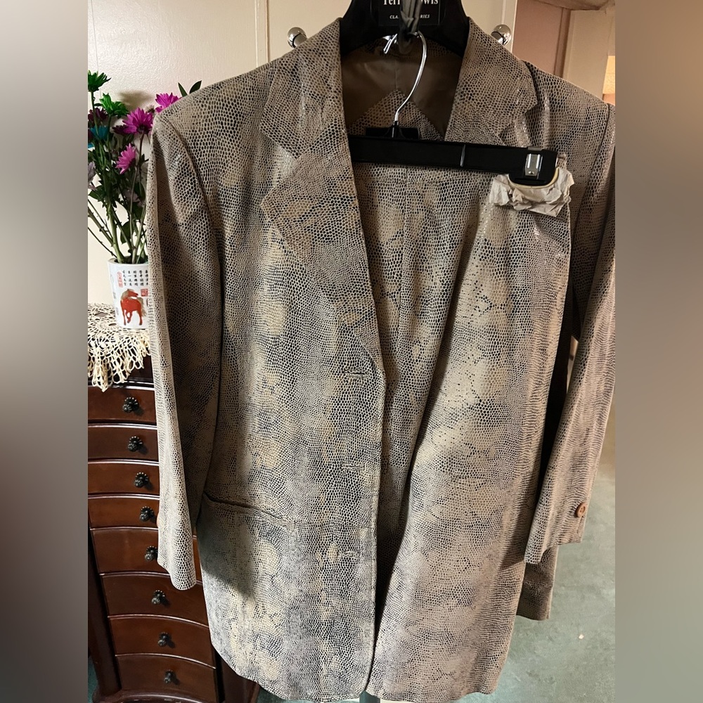 Genuine Leather Coord Set Snake Skin Print Size Medium